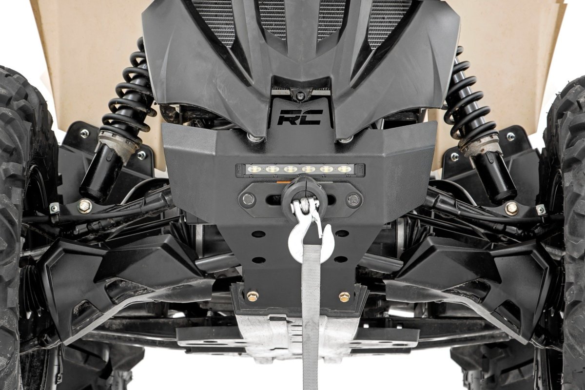 Can-Am Renegade 500 Winch Bumper - Rough Country - 4500-Lb Winch, Black Series LED, 6